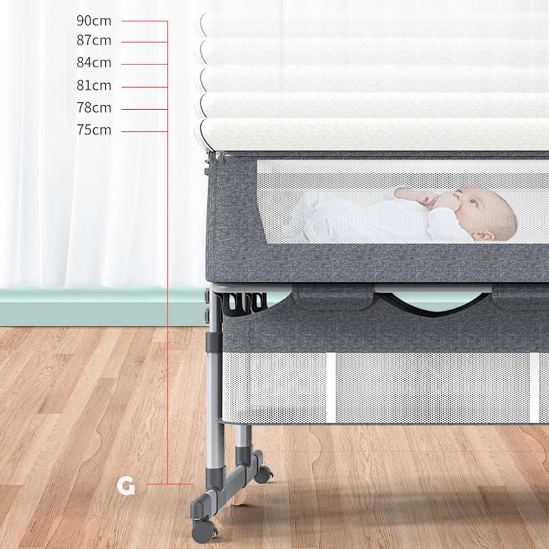 SeaMind Wholesale Adjustable Twin Baby Bassinet High Multifunctional Bedside Baby Bed/Crib Modern Design Bedroom Dining School