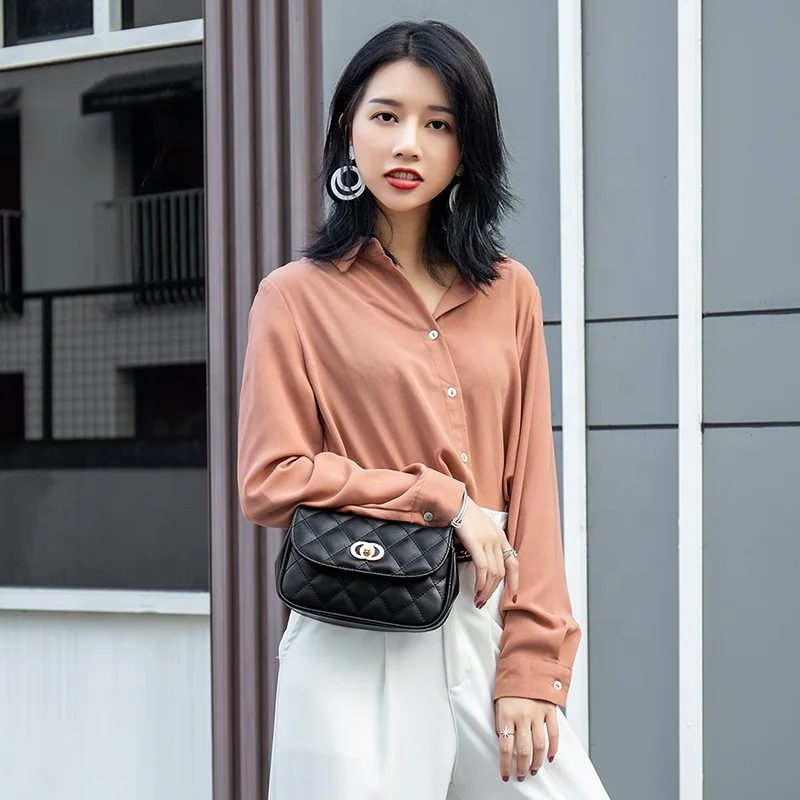 MIYIN Korean version fashionable waist bag for women coin key Crossbody shoulder bag Rhombus cute Belt Bag with Adjustable belt