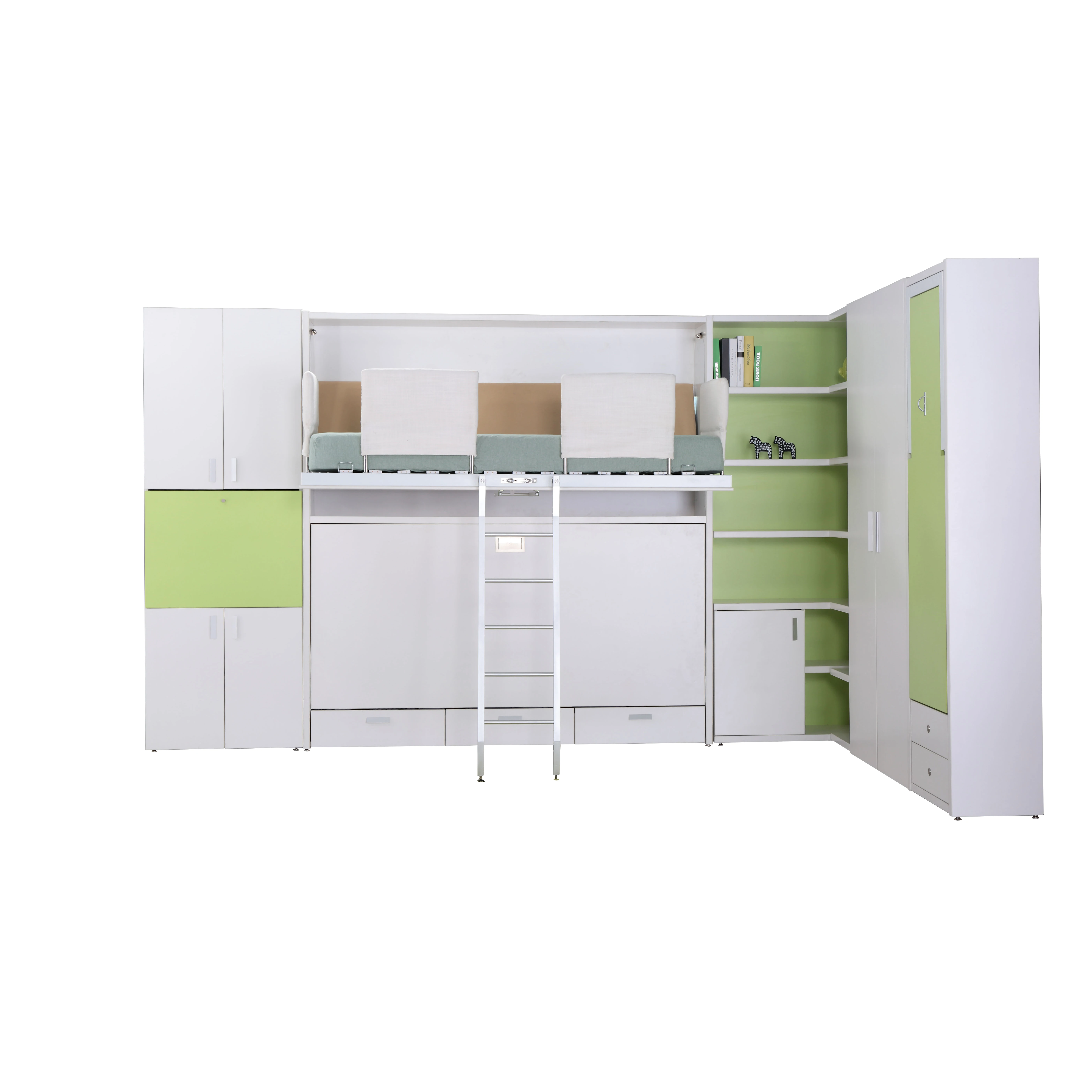 Hidden Bunk Bed Gas Spring Patented Mechanism System Invisible Wall Bed with Storage Drawers