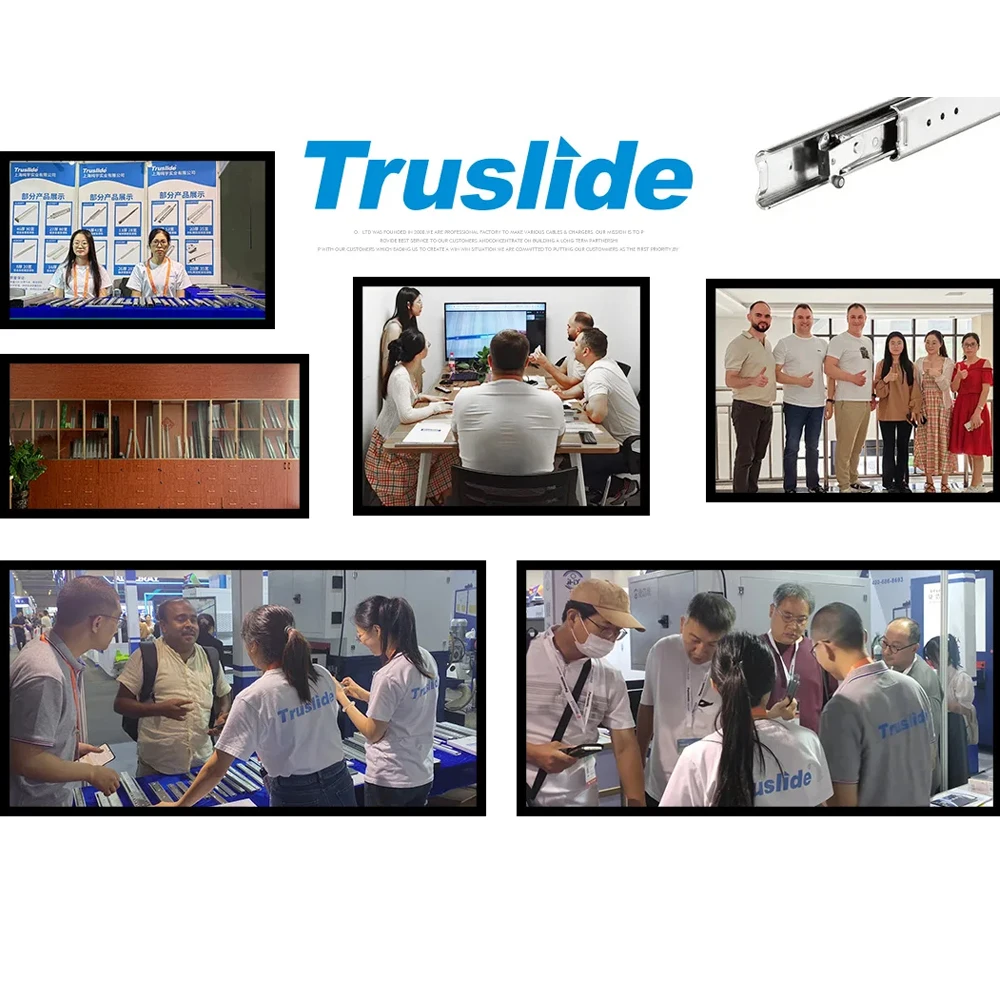 Truslide high quality full extension ball bearing slide aluminum alloy telescopic drawer slide rail