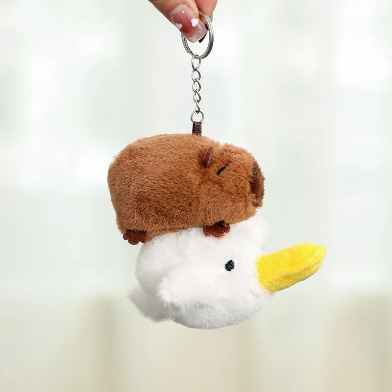 Creative Kawaii Transform Capybara Plush Toys Capybara with Frog Rabbit Dinosaur Dog Hat Animal Transform Squeaky Satchel Gift