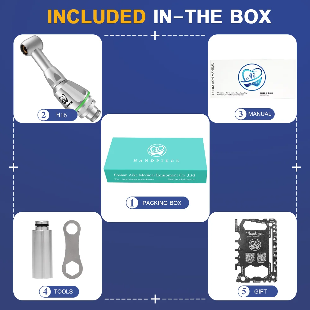 AI-H16 Dental Contra Angle Handpiece Spare Parts 16:1 Reduction Endo Head 60 Twist Hand Files for Endodontic Treatment