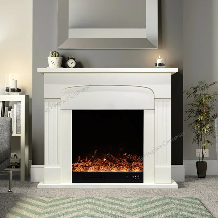 DIY Freestanding Decorative Wood White Brown Black Electric Fireplace Suite Led Light Mantel Fire Place Indoor Fireplace Mantle