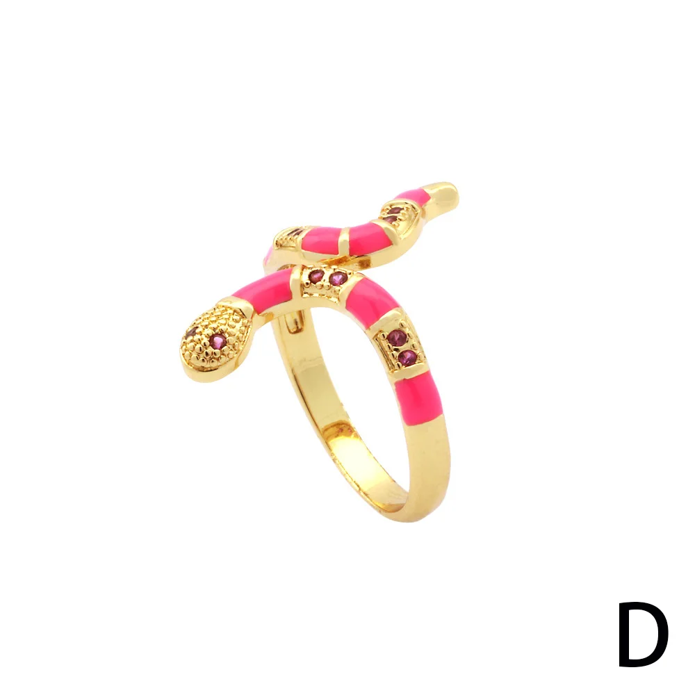 Hot Wholesale Europe America Retro Ring Fashion Trendy Dripping Oil Punk Enamel Ring Adjustable Snake Ring for Women