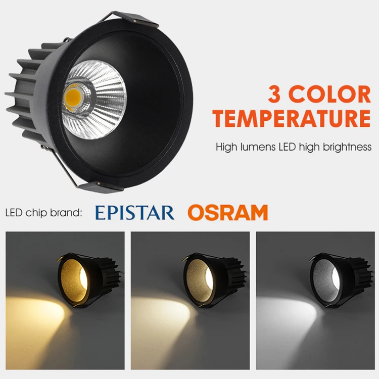 Ushine Nature Warm White Home Hotel Round Ceiling Aluminum 7 12 18 Watt LED Downlight