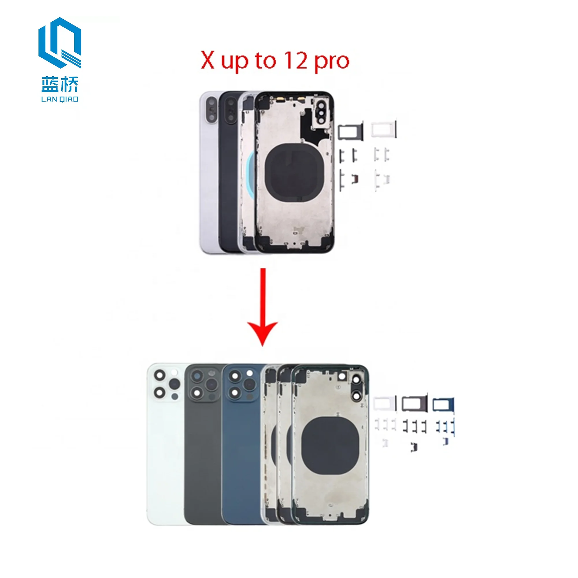 DIY custom Mobile phone housings for iphone XR upgrade Convert Into 12 13 for iphone x like 12 13 pro battery back glass housing