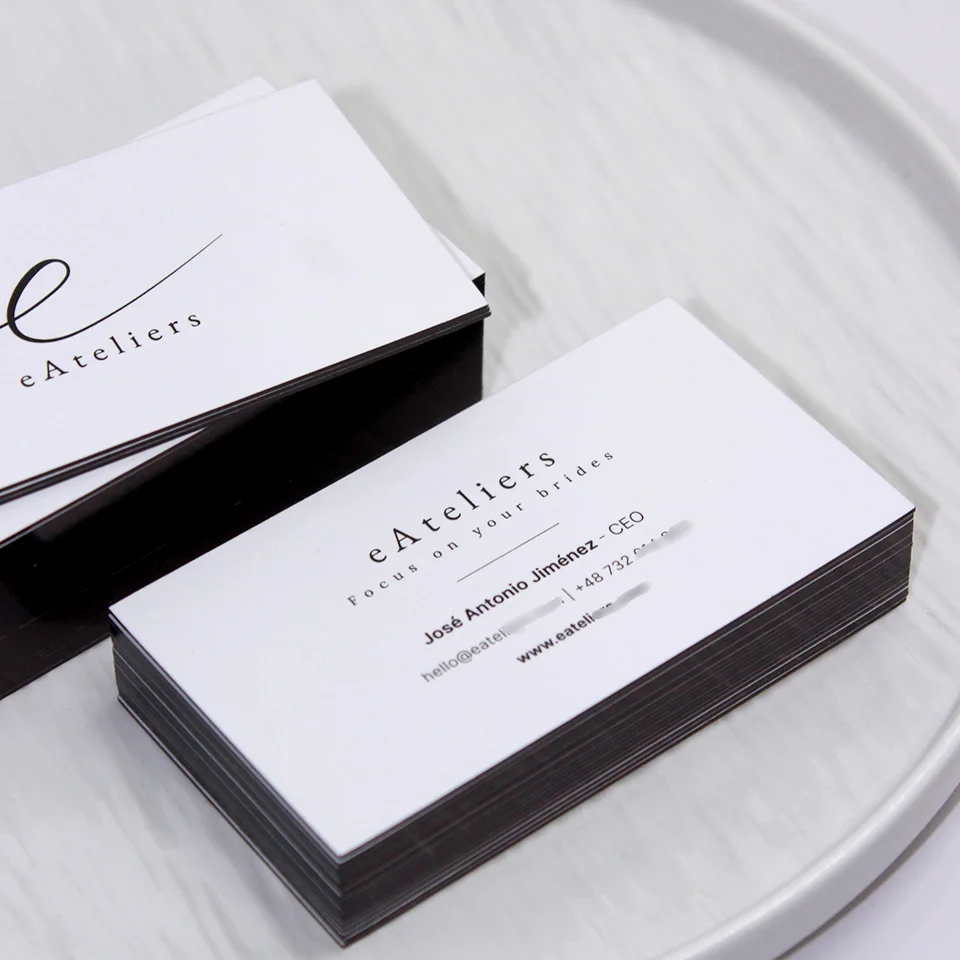 Luxury Custom LOGO Printing Business Cards With Black Gold Foiled Edge Die Cut Paper Thank You Card for Small Business