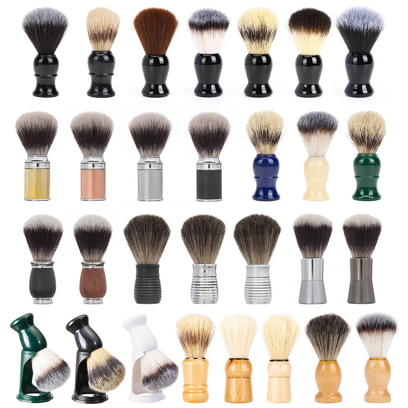 Custom Logo Soft Hair Beard Brush Multiple Handle Materials High Quality Soft Skin friendly Brush Non pricking Skin Clean Brush