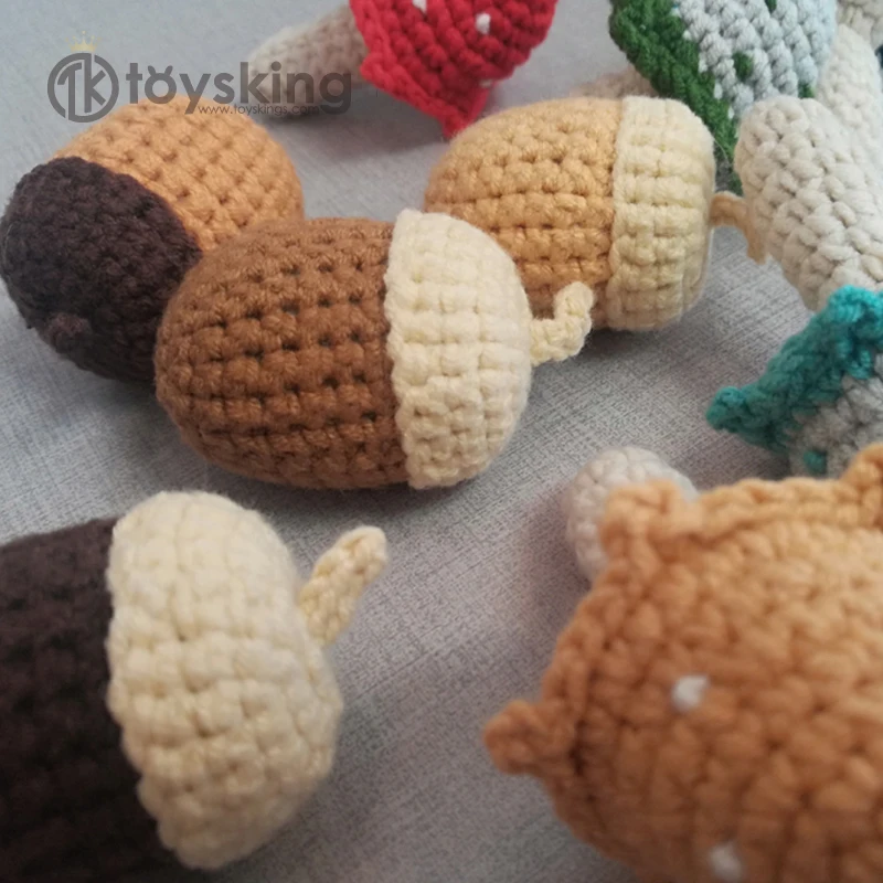 TK Handmade Yarn Knitting Agaric Mushroom Soft Toys for Baby Play Early Education toy