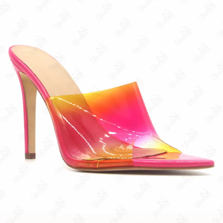 
transparent shoes women heels clear high heels pvc mules 