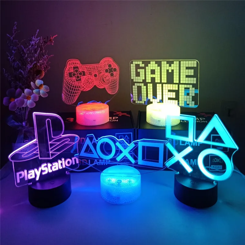 3D Night Lamp Gaming Room Desk Setup Lighting Decor on the table Game Console Icon Logo Sensor Light for Kids Bedside Gift