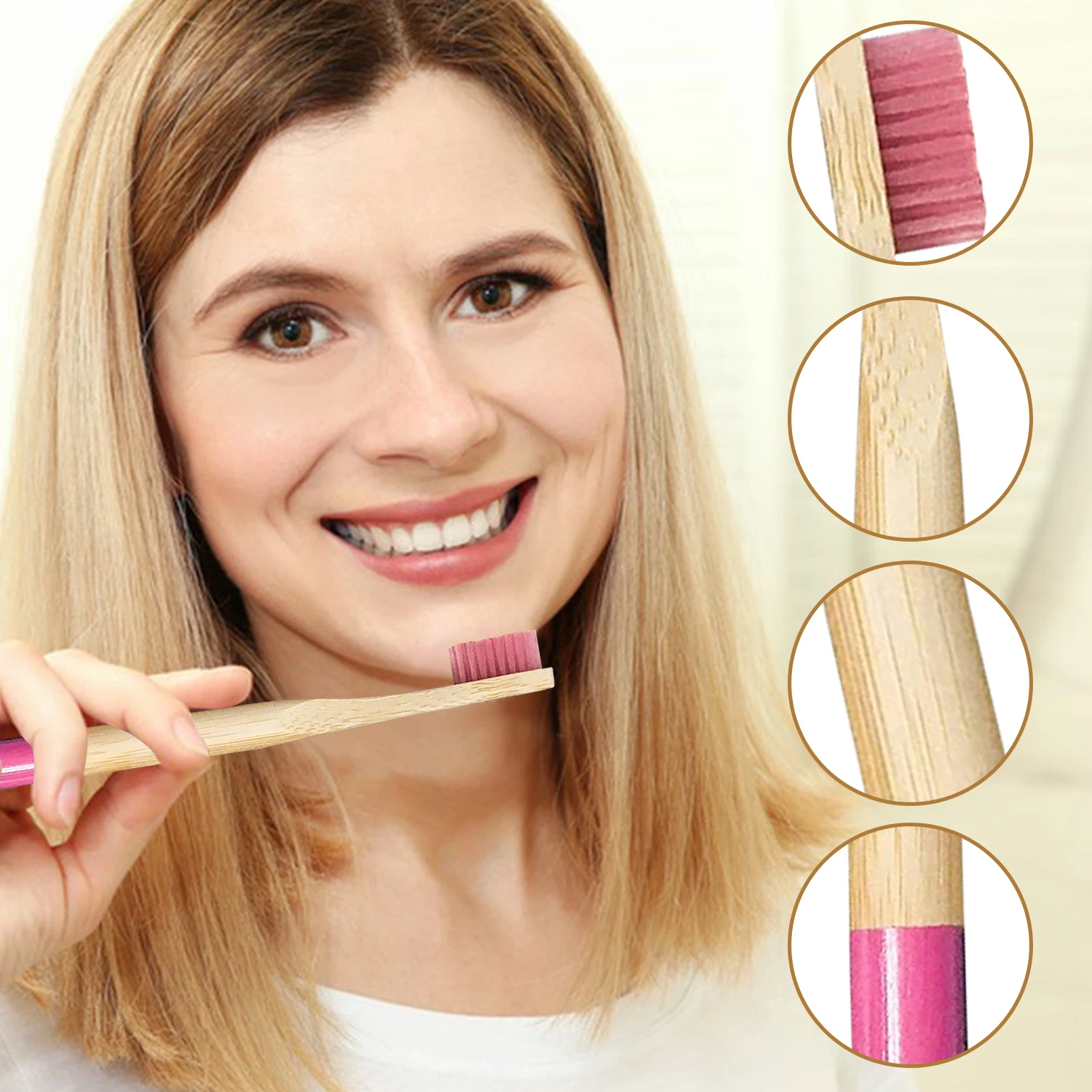 2023 Biodegradable Bamboo Toothbrush Soft Bristle for Adults Disposable and for Home Use OEM Manufacturer Wooden Products