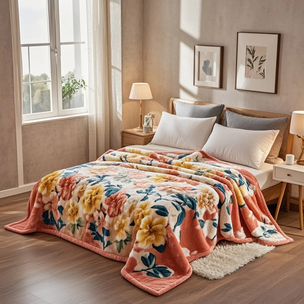 Wholesale 100% Polyester Micro Embossed Mink Raschel Blanket from Spain Cozy and Joyous Geometric Pattern