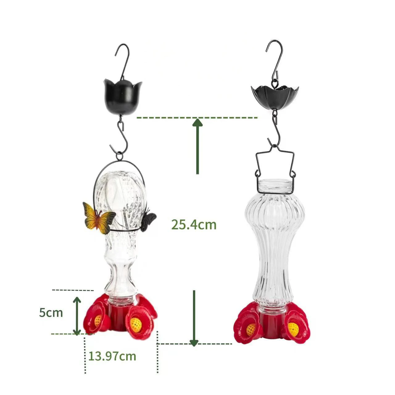 OEM/ODM Purple Glass Hummingbird Feeder for Outdoors Wild Bird Feeder with 6 Feeding Ports Hanging for Garden Yard
