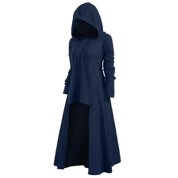 Plus Size Women Dress Hooded 2019 Summer Autumn Women Vintage Dress Cloak Long Pullover Sweater Blouse Tops Women Robe