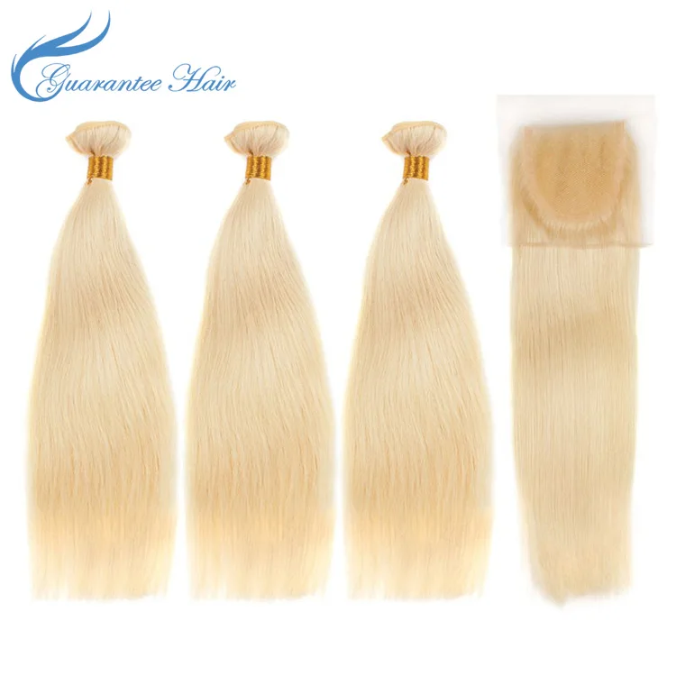 Wholesale 613 Blonde Hair Weave Bundles Virgin Brazilian Human Hair 613 Bundles With HD lace Closure