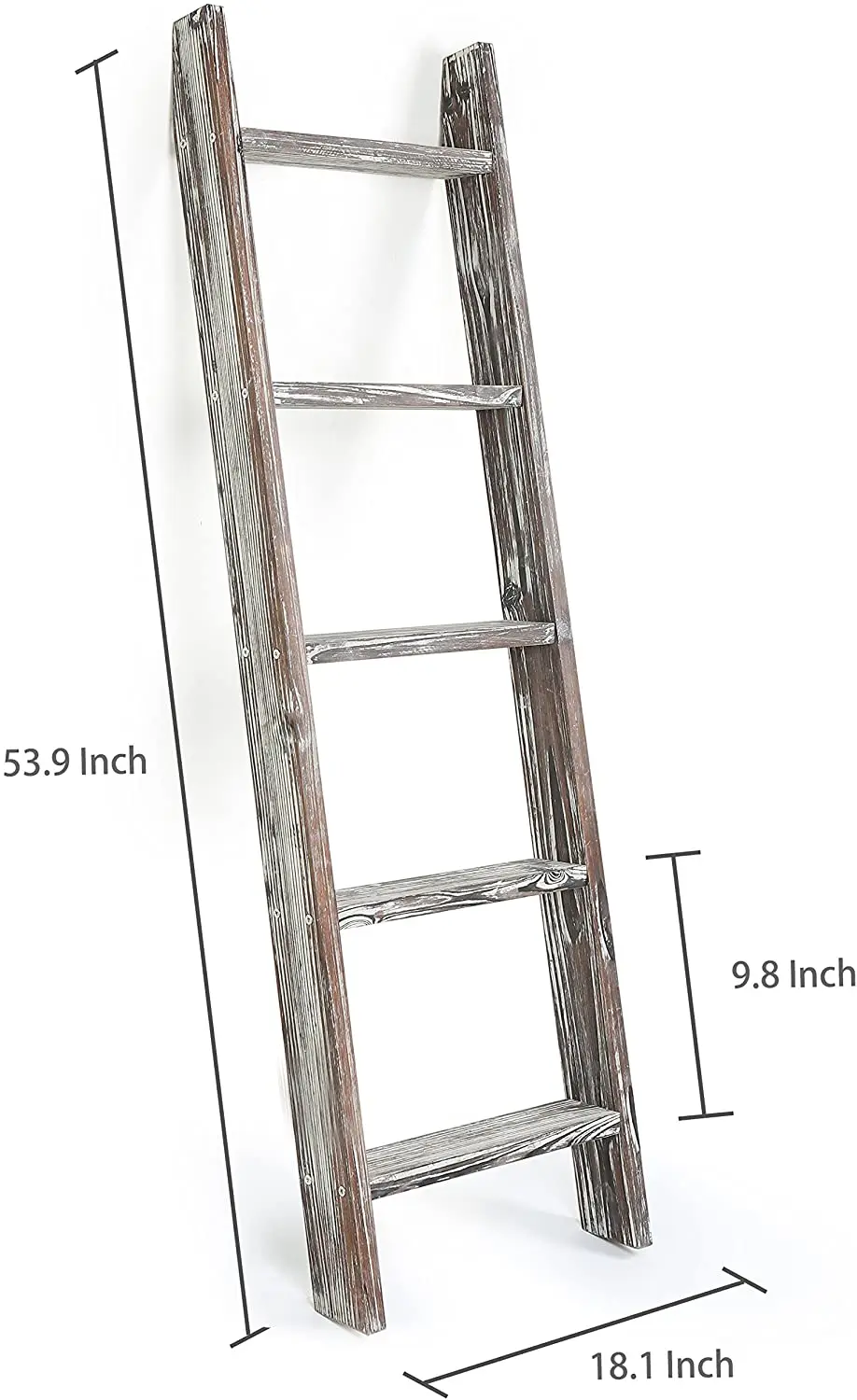 Blanket Ladder 5 ft. Premium Wood Rustic Decorative Quilt Ladder White Vintage Wooden Decor Throw Blankets Holder Rack