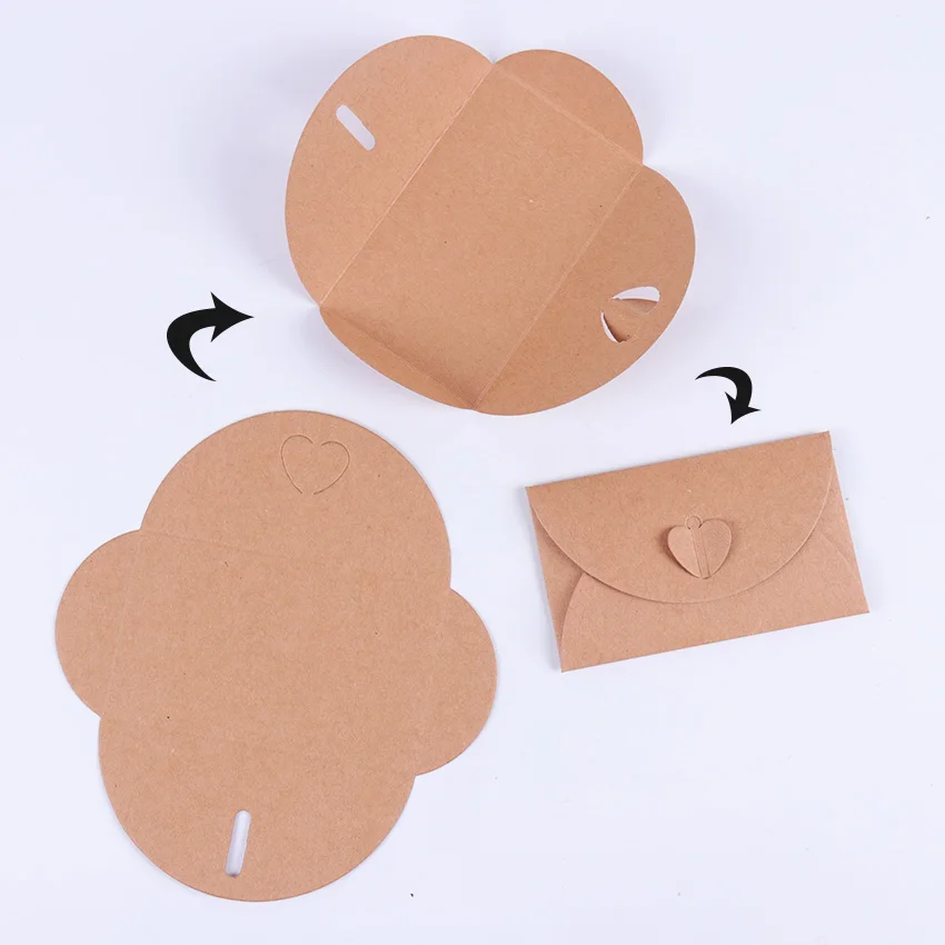 Handmade Paper String Romantic Love Letter Envelope Vintage Love Button Envelope Kraft Paper Gift Card With Envelope