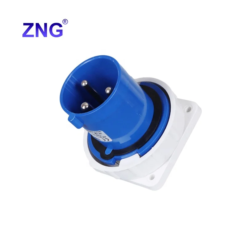 Good Quality IP67 63A 3 Pin Blue Industrial Plug Single Phase 2P+T Reverse Electrical Plug