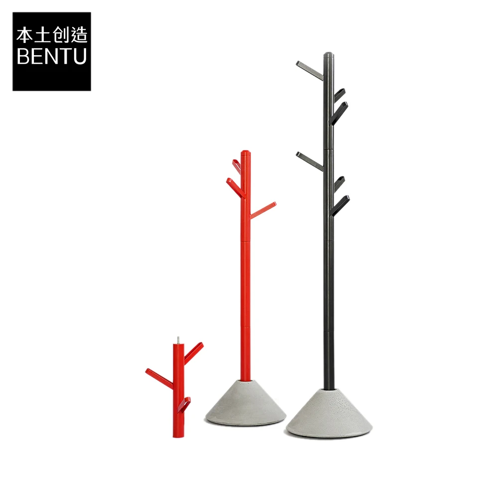 
BENTU Y Hanger hall tree with solid round base, used for hats, clothes, wallets, scarves, handbags 