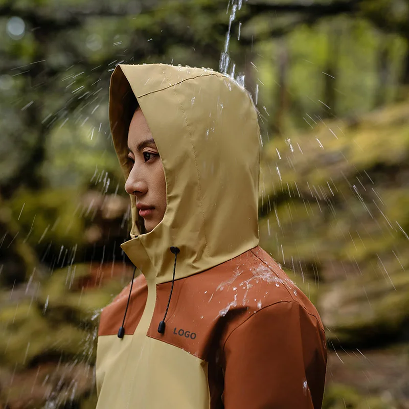 custom YKK waterproof zipper anti-static elastic safety reflective hat rope pendant colour blocking winter rain jacket men