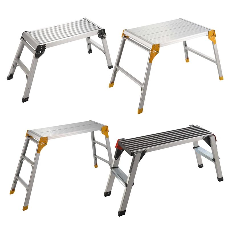 Portable And Sturdy Working Platform Car Wash Ladder Step Stool Work Platform Aluminum Folding Work Platform Step Wash Car