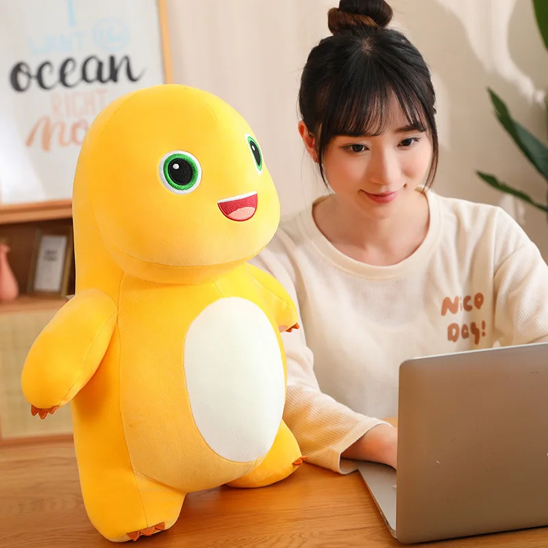 Cute Cartoon Animal Little Dragon Plush Toy Large Size Yellow Dinosaur Plush Throw Pillow Doll