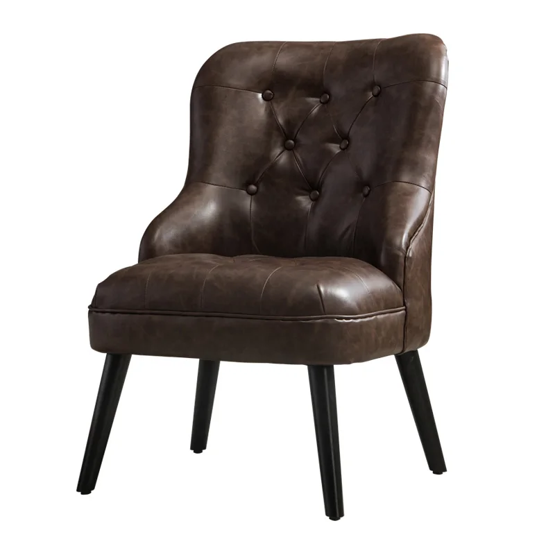 Современный американский Стиль искусственная кожа Стеганный Акцент стул мебель минималистичный деревянный подлокотник стул