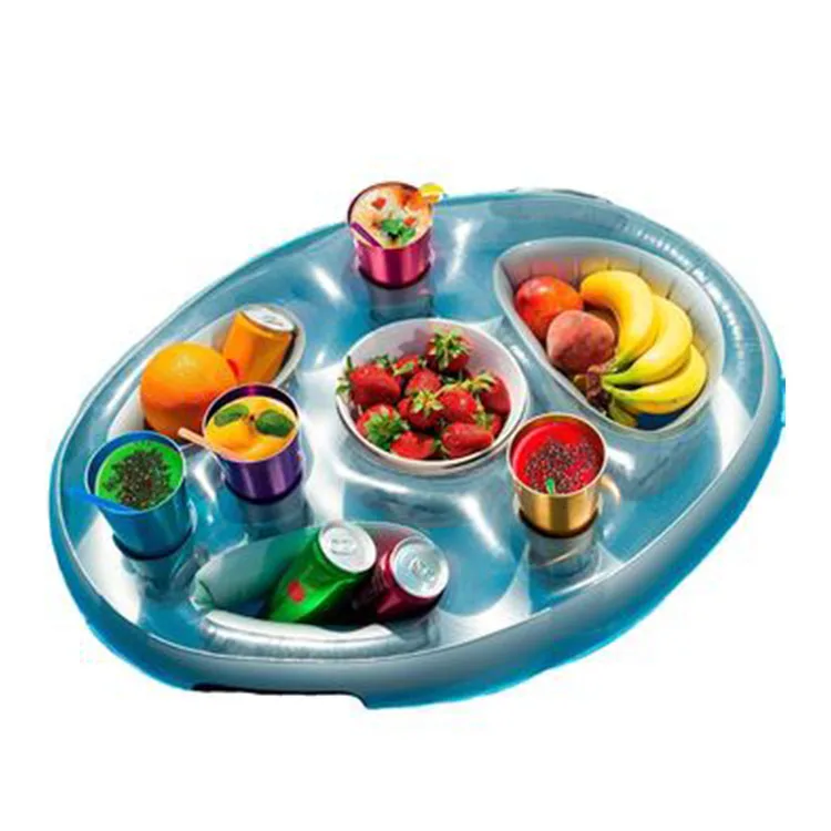 Portable Swimming Air Pool Float Inflatable Beer Table Ice Bucket Serving Salad Bar Tray Food Water Sports