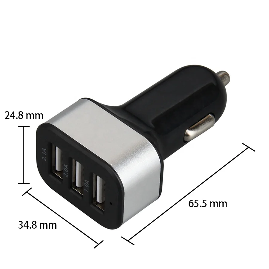 Mini USB Car Charger Mobile Phone Fast 3 Port Car USB Charger Adapter Charging For iPhone iPad Samsung Xiaomi Smartphone Tablet