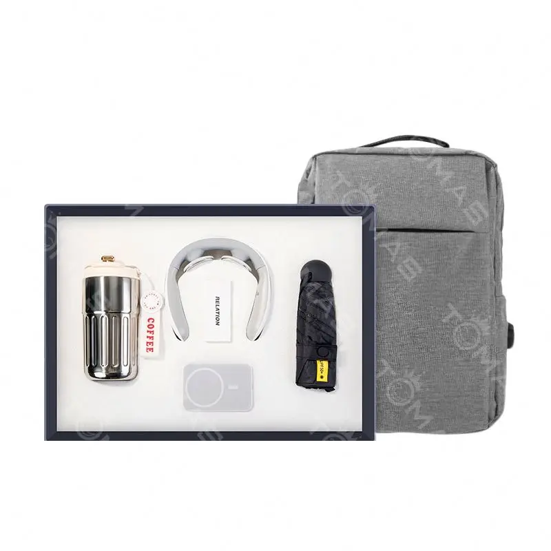 Mug Umbrella Mag Safe Wireless Power Bank  Neck Massager Computer Bag Corporate Gift Set 5IN1 Year-End Anniversary Business Gift