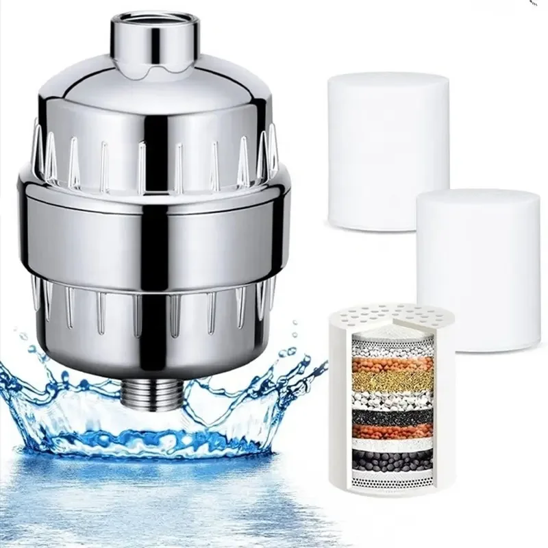 Brass Hand Mineral Led Head Althy Vitamin C Revitalizing Water Blu Filtered Beads 15 Stage Shower Filter