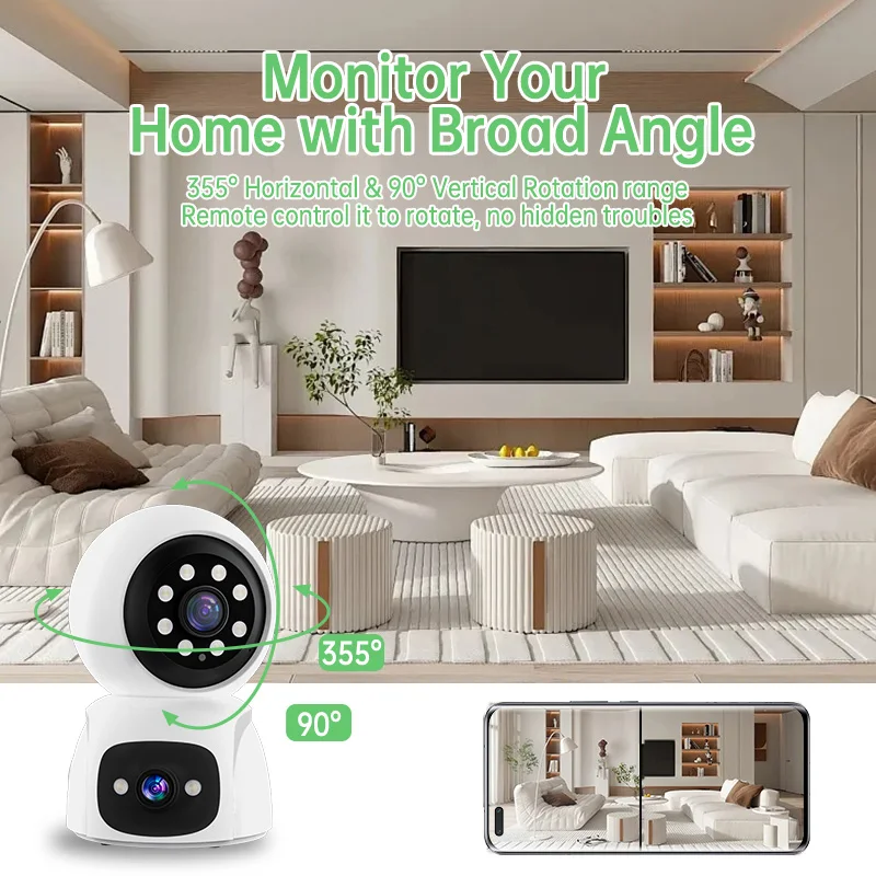 Wistino 6MP HD Indoor Webcam Live View Video Playback Color Night Vision Pet Camera for Home
