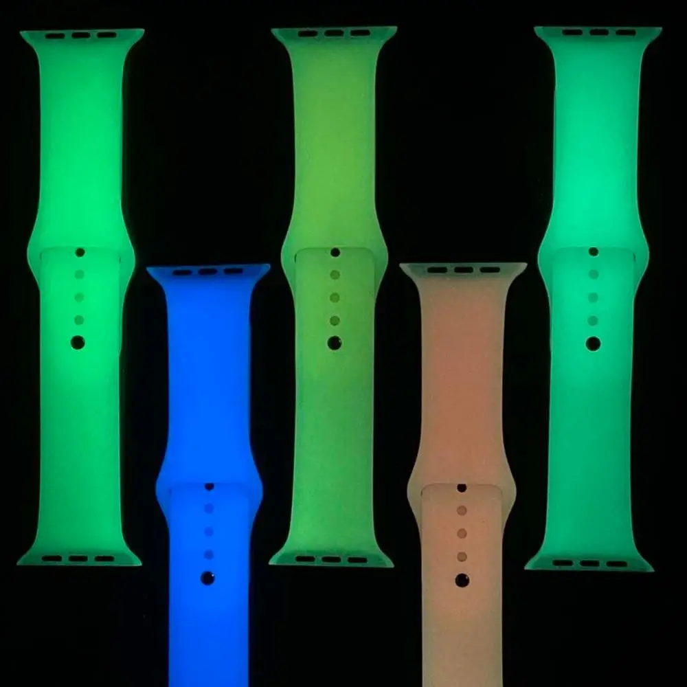 Ремешок светящийся для Apple Watch 6 SE, флуоресцентный белый зеленый браслет для часов с ночным свечением, 38 мм 44 мм 45 мм