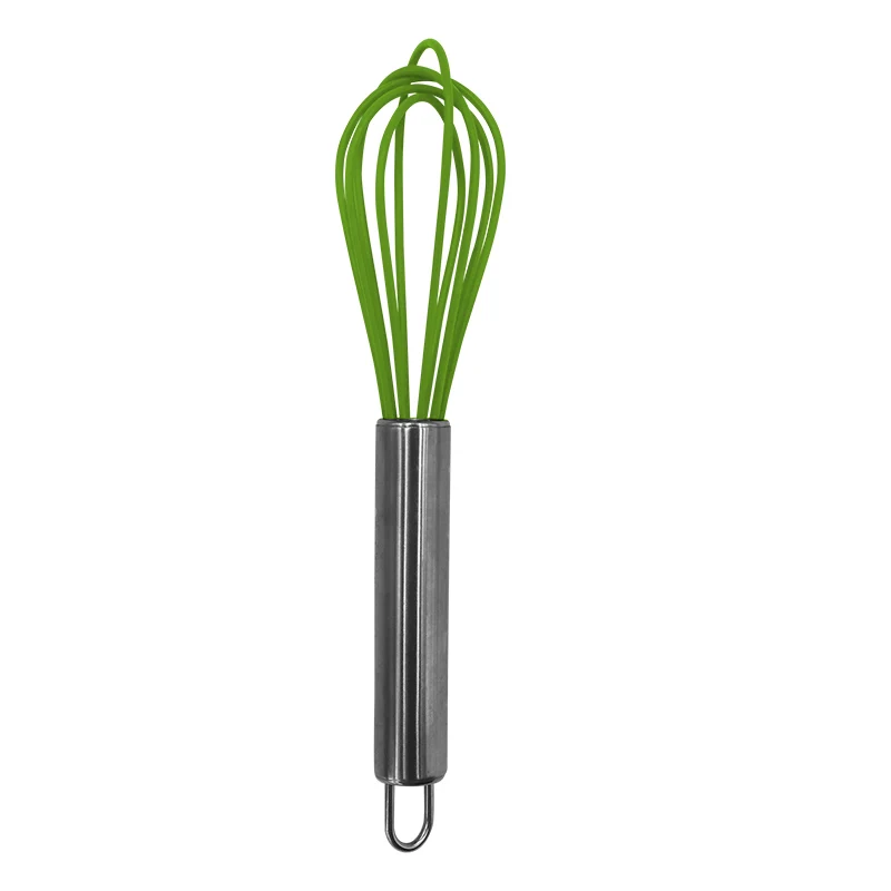 Food Grade Silicone Whisk With Stainless Steel Handle Egg Beaters 8 inch Hand Power Butter Blender For Whisking