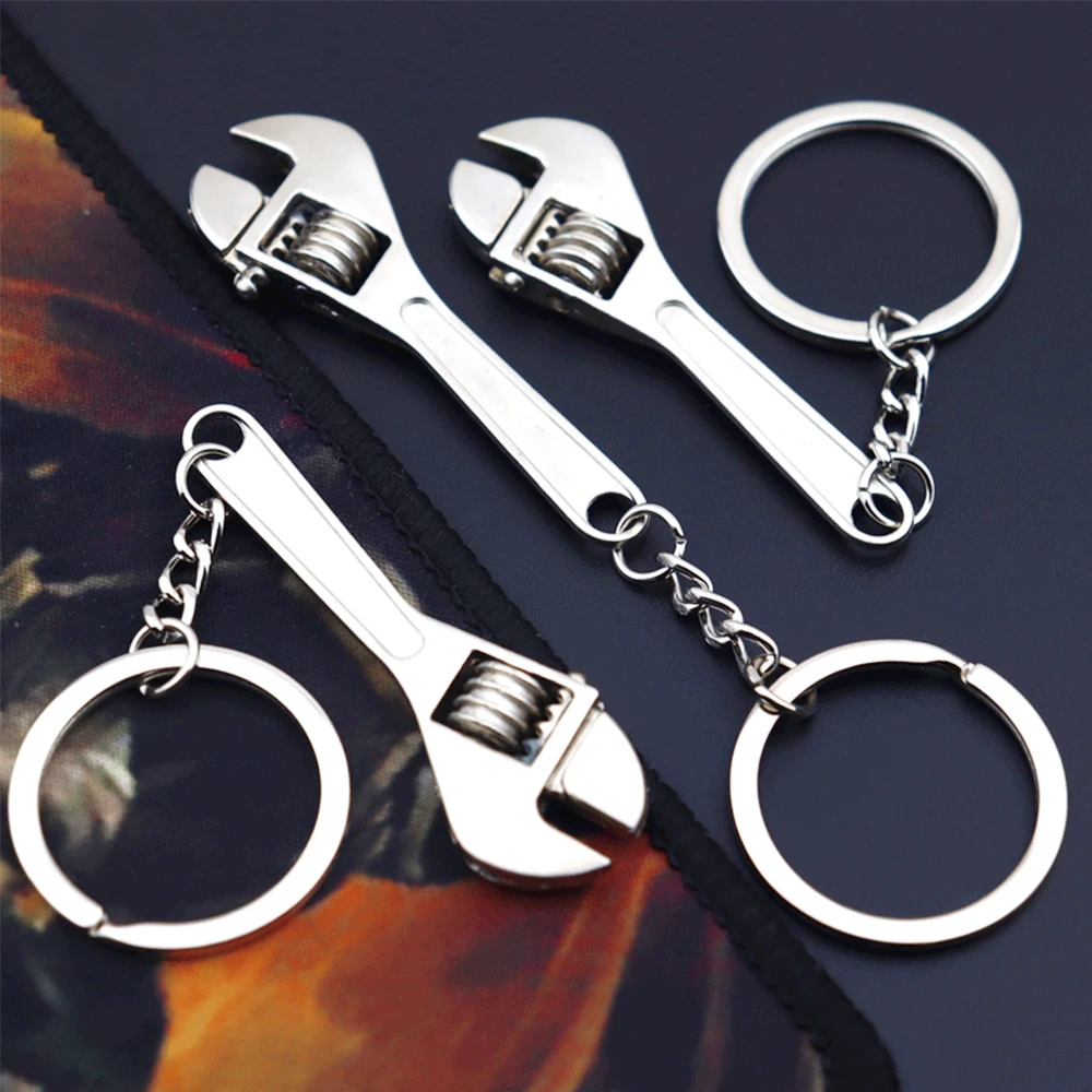 Creative Mini Tool Wrench Spanner Keychain Universal Metal Zinc Alloy Adjustable Spanner Keychain