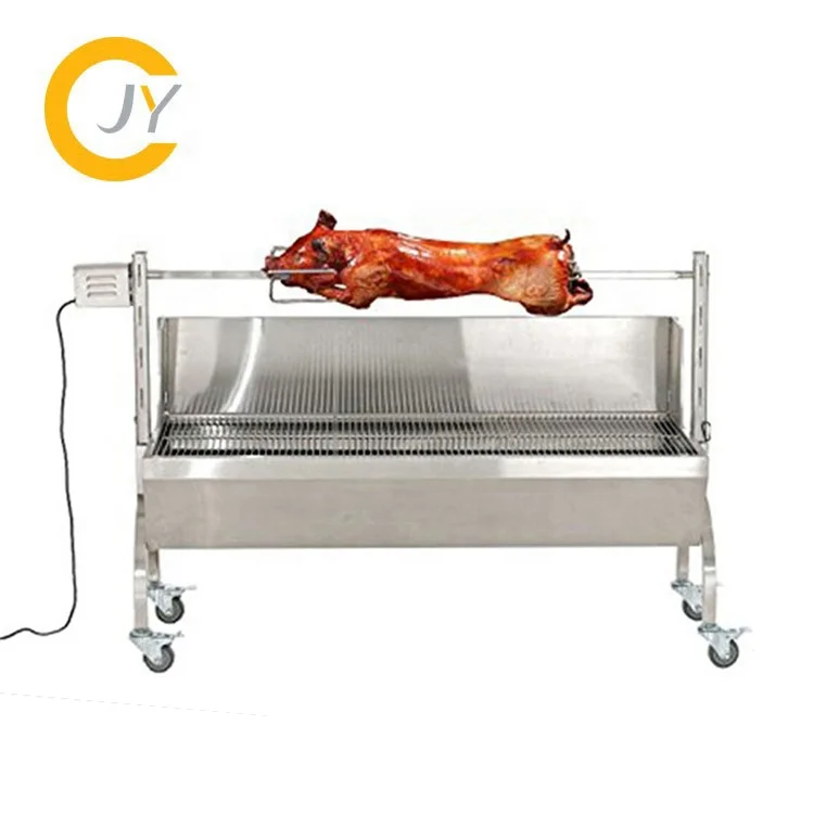Outdoor Commercial Stainless Steel BBQ Grill Charcoal Barbecue Pig Hog with Electrical Motor Roasting Grill For Garden Using