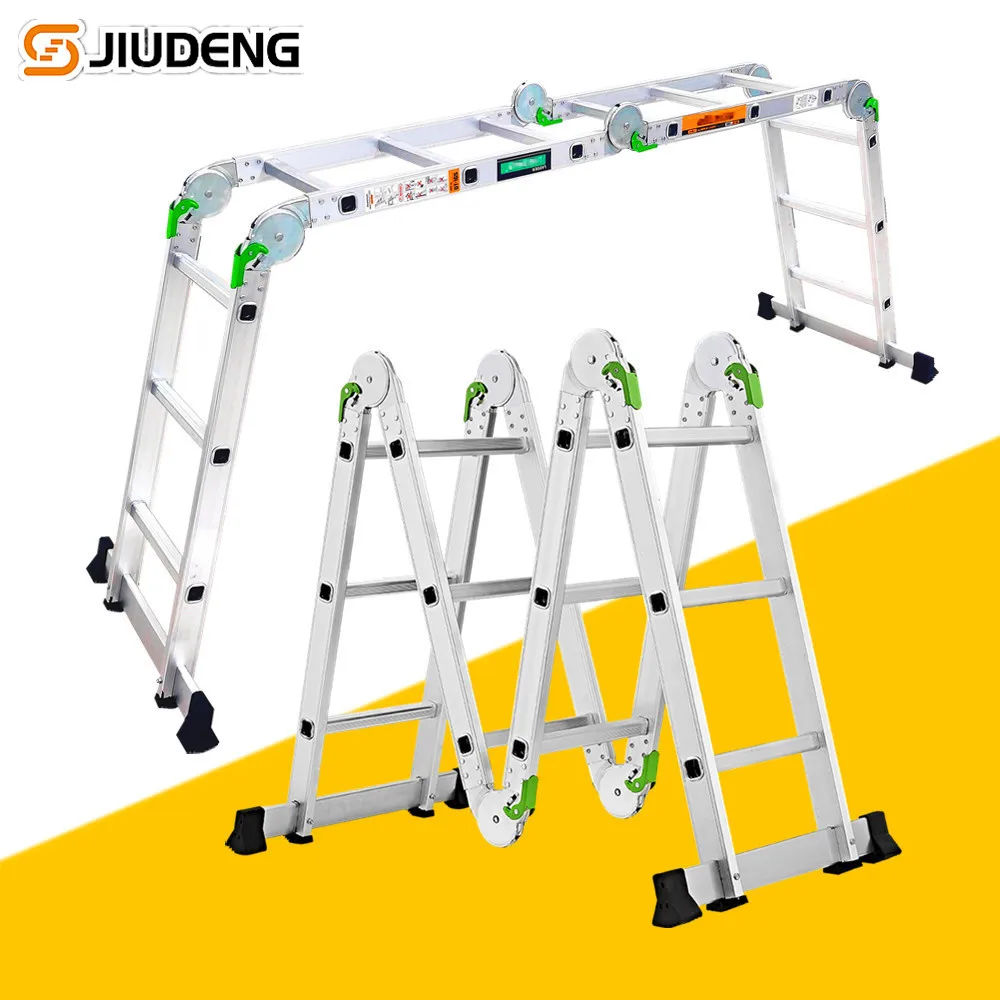 Escalera plegable de aluminio de espesor de 1,5 mm con bisagra de conexion grande