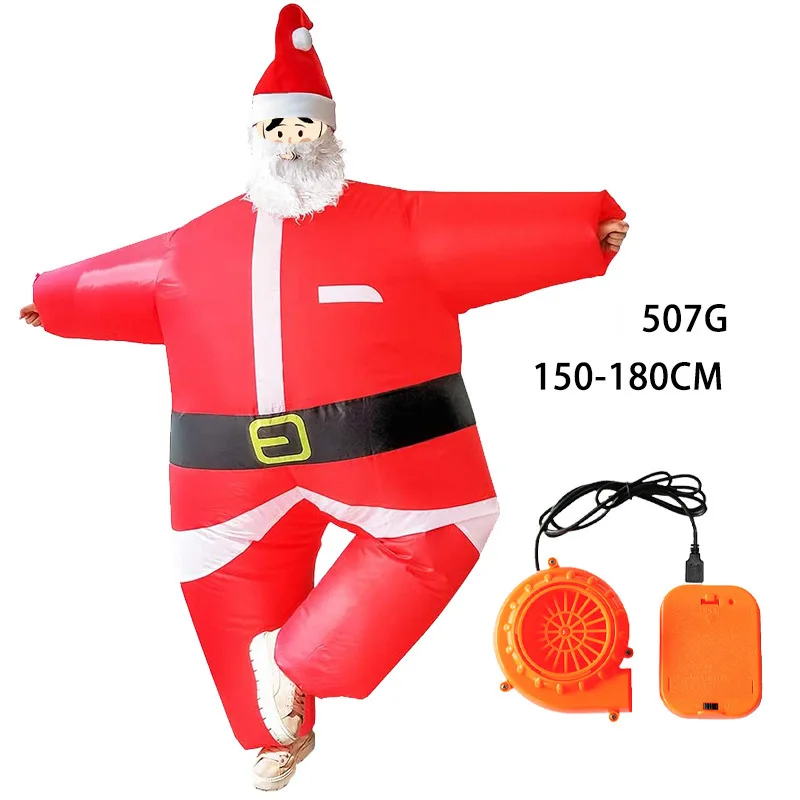 Надувной Рождественский костюм Санта-Клауса из полиэстера, надувной для взрослых