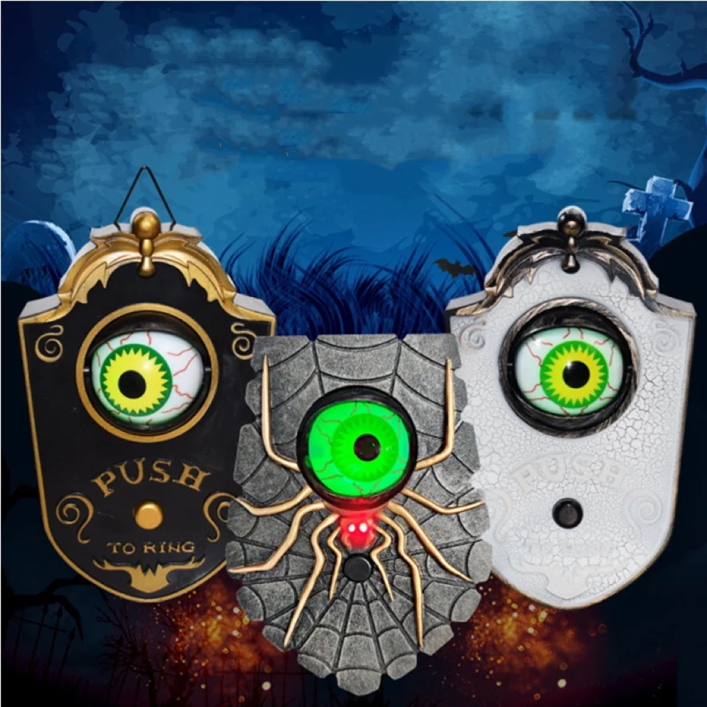 Halloween Hanging horror sound scary haunted house One Eyed Doorbell party bar decoration spider doorbell Halloween decoration