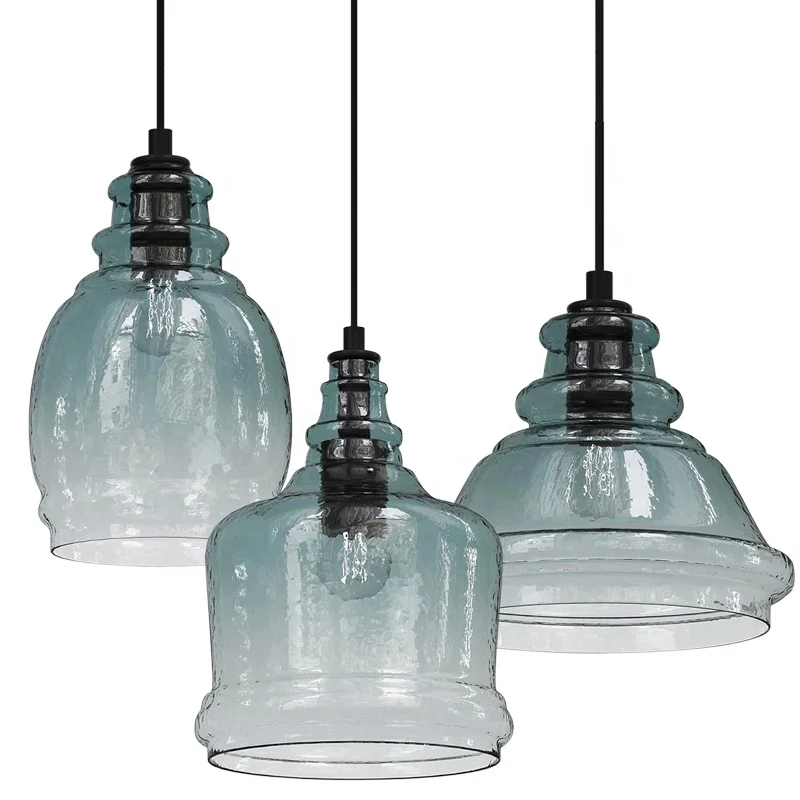 Iron Glass Chandelier American Dining Table Lamp Simple Restaurant Lamp bar Lamp Straight Industrial Commercial Hot Pot Store