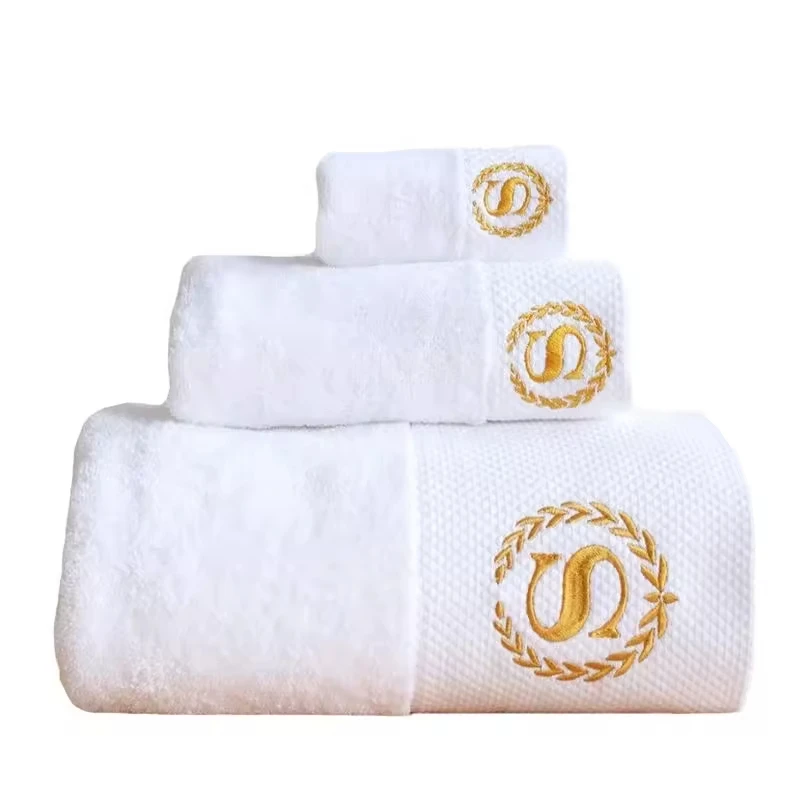 Custom Hotel Bath Towel Set 3-in-1 Sustainable Quick-Dry Antimicrobial Knitted Cotton Towels for Adults Solid Color Spa Gift Set