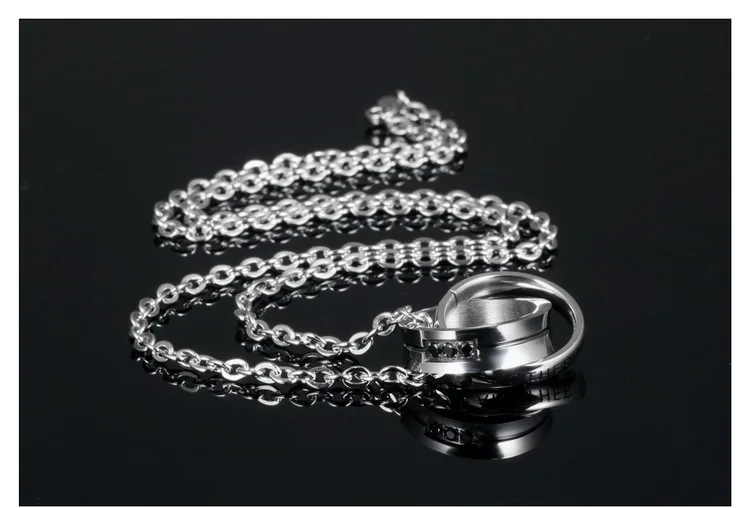 Оптовая продажа, мужские и женские кольца для влюбленных из титановой стали, розовое золото, серебро, индивидуальные парные кольца, ювелирные изделия, ожерелья с двумя кольцами