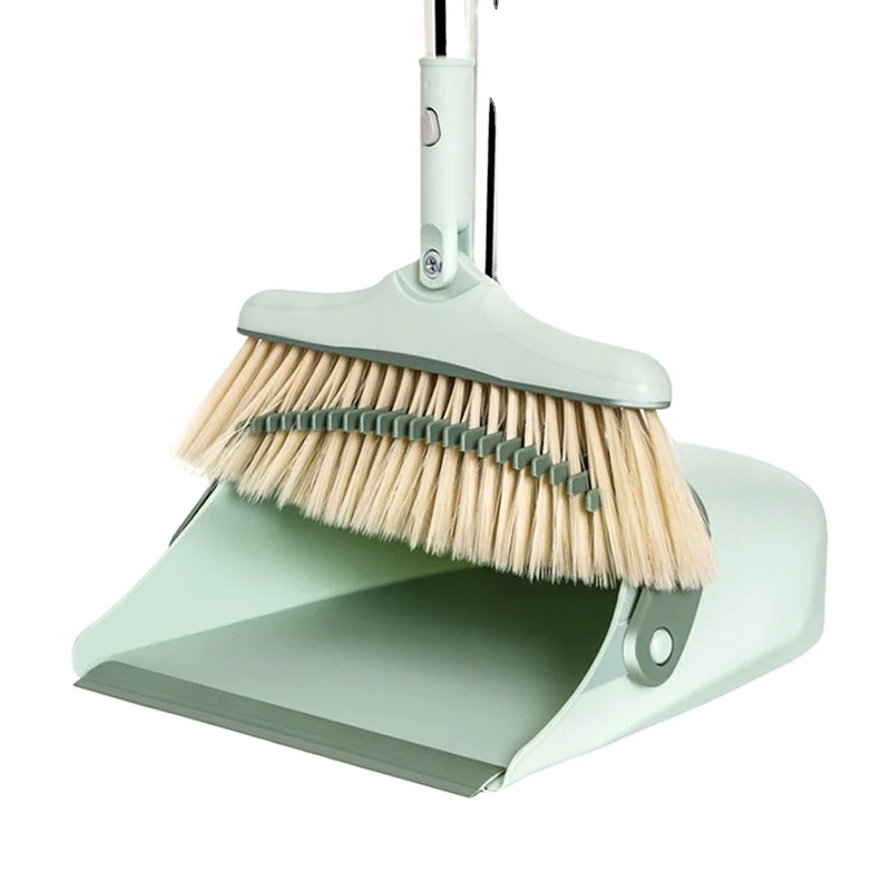 
New design household cleaning long plastic folding windproof broom and dustpan set 