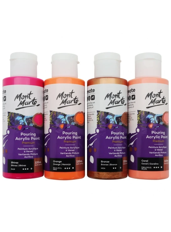 Mont Marte Pouring Acrylic 120ml 4pc - Coral Artist paint set