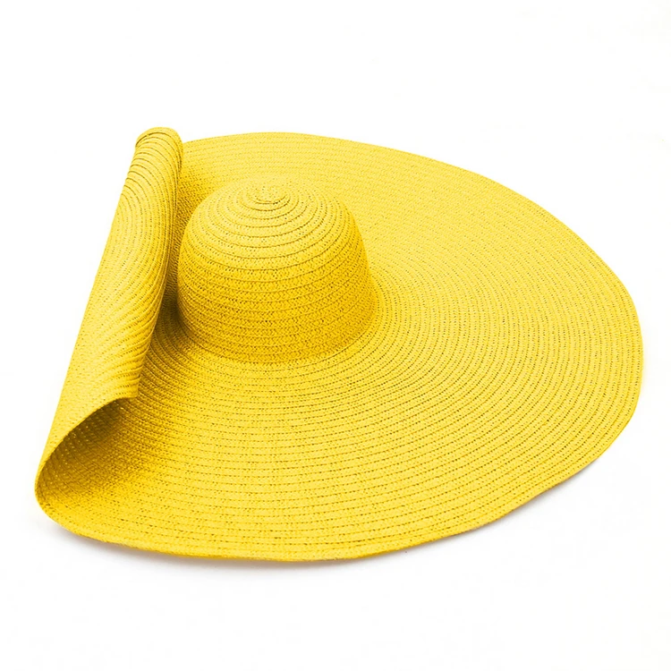 70cm Women Model Fashion Shows Broad Large Wide Brim Straw Hat Super Big Sun Visor Beach Floppy Hat