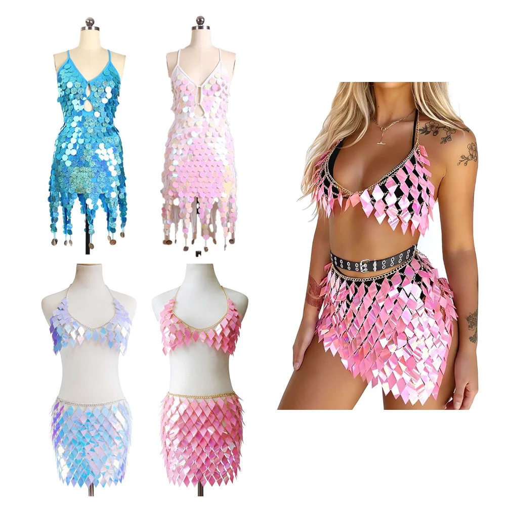 Woman Performance Sequined Fringe Dress Flapper Samba Tango Latin Dance Sequin Tassel Dresses for Party