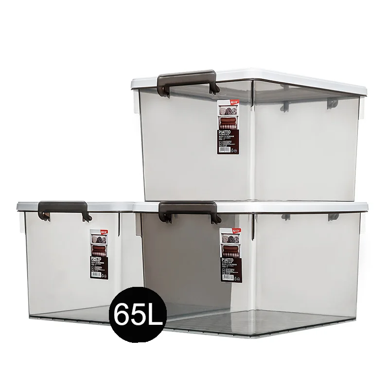 Citylife Home Plastic File Storage Boxes Bins Stackable Clothing Organizer pp Durable Transparent Storage Box with Lid