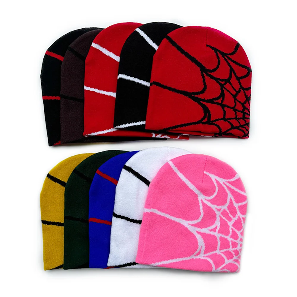 New Design Spider Style Beanie Winter Hat Customized Cuffless Jacquard Beanie Cap Logo Unisex Thickened Warm Fashion Beanie Cap