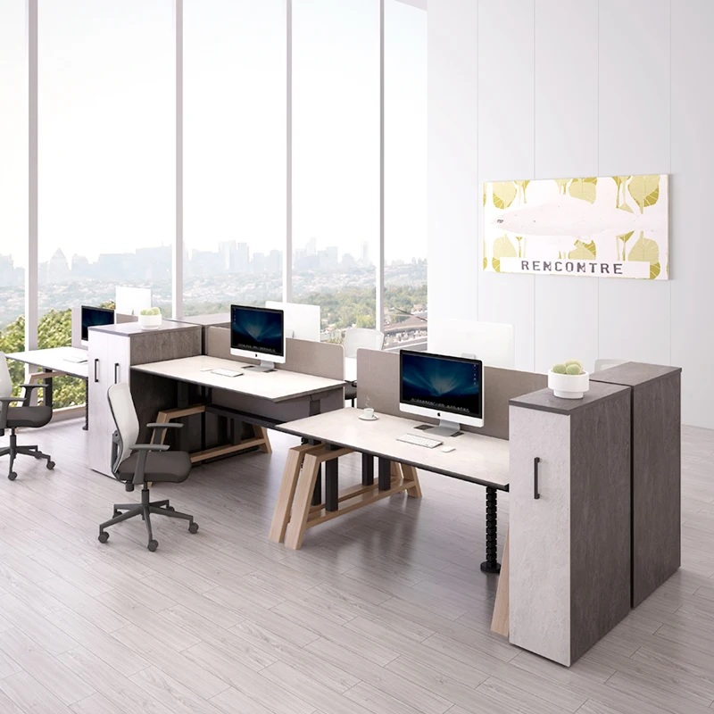 2 4 Person Office Workstations Electric Adjustable Standing Desk Smart Computer Desk